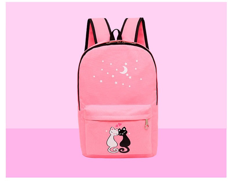 4-Piece School Bag Set/ backpack Children School Bags For Girls Boys Canvas School Bag Fashion Kids - Black