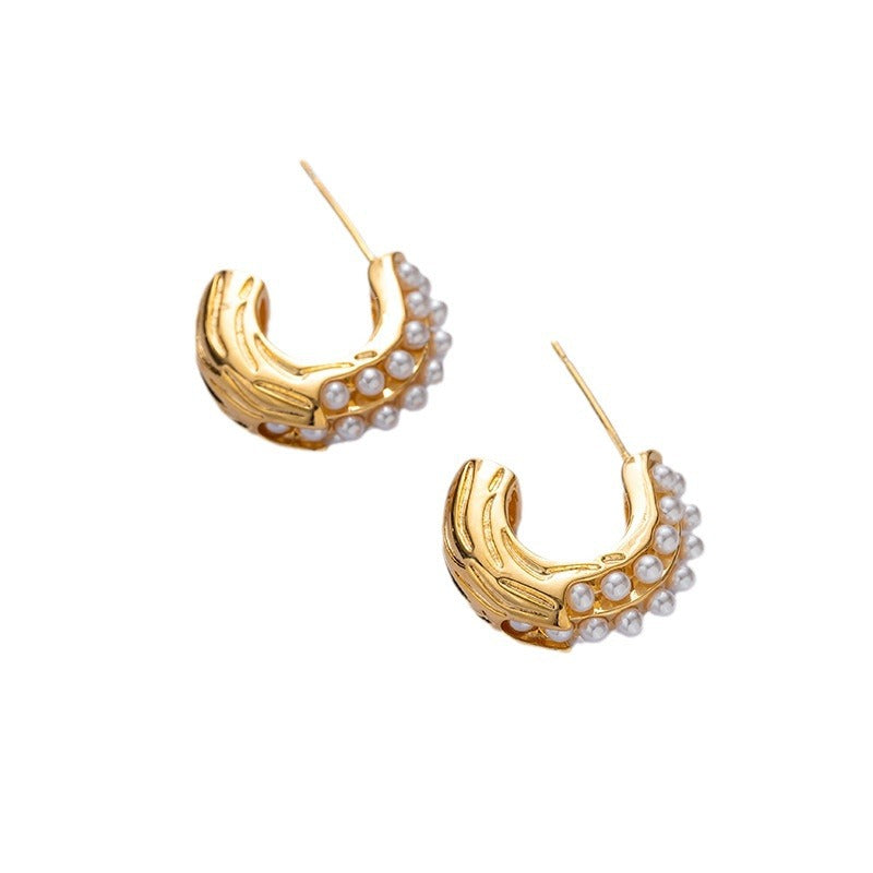 ZJX-169 Pearl Bali – Elegant Korean Style Earrings, Stylish Fashion Jewellery for Women - Golden