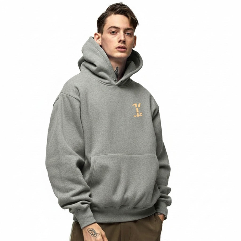 Mens Hoodie High Quality Imported Casual Pull Over Hoodie French Fleece Fabric Smart Look Premium Quality Ready To Wear - Grey, L
