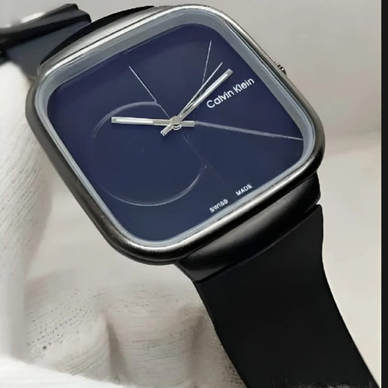 Calvin Klein Mens Watch With Square Dial Elegant Modern And Durable Timepiece For Daily Wear And Special Occasions (Without Box) - Black