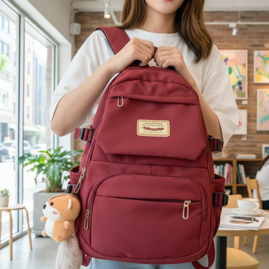 Korean Style School Bag | Large Capacity Nylon Backpack | Teenagers Girls Laptop Work School - Blue