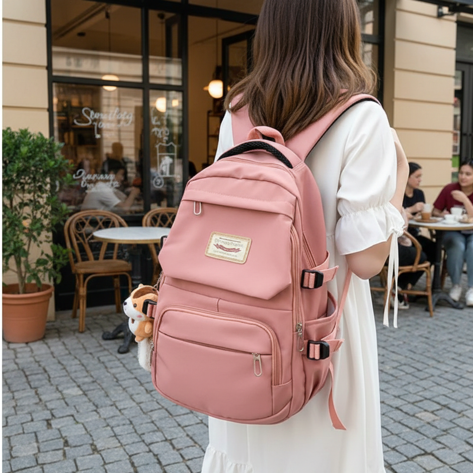 Korean Style School Bag | Large Capacity Nylon Backpack | Teenagers Girls Laptop Work School - Blue