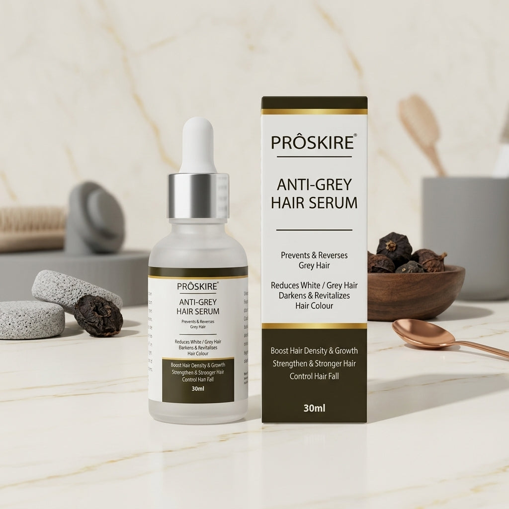Proskire Anti-Grey Hair Serum 30ml Reduces White Hair - Darkens & Revitalizes Hair Color